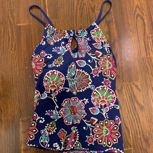 NWOT Liz Claiborne Navy Blue Tankini Top- Small